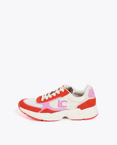 Running Sole Sneaker with Mixed Fabrics and Leather